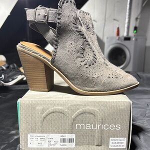 Maurices Gray Heeled Boots with Cutout Design